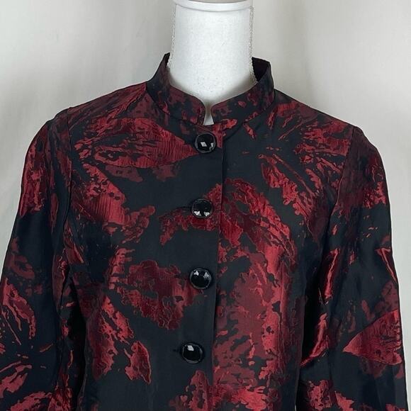 Cheryl Nash Black W Raised Metallic Red Party Event Jacket Blazer NWOT Size S - Picture 3 of 13